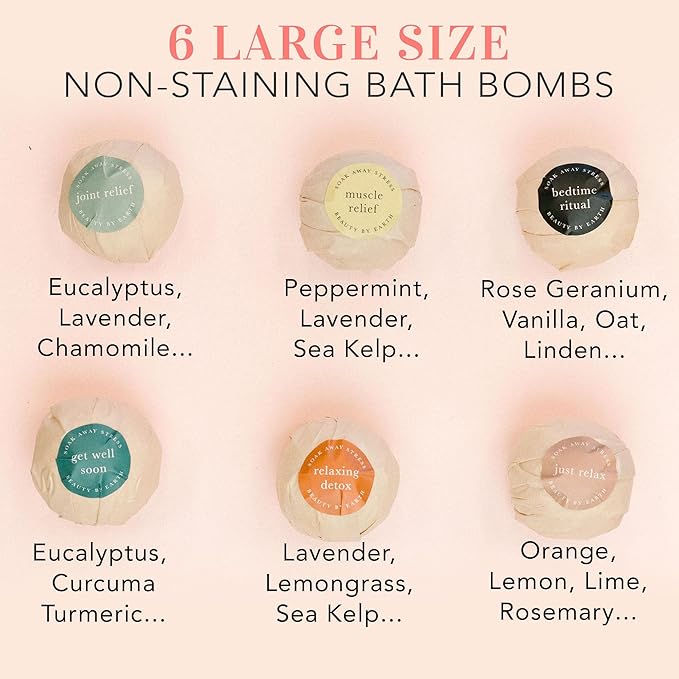 Bath Bombs Gift Set, USA Made with Organic & Natural Ingredients, Relaxing Spa Gifts for Women & Men - Bloomnest