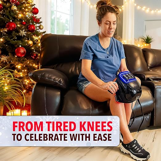 FORTHiQ Knee Massager Pro+ with Heat, Red Light and Vibration, 6-in-1, Dual-Wavelength - Cordless, Portable, Adjustable Straps, Easy to Use, Saves Your Settings - Bloomnest