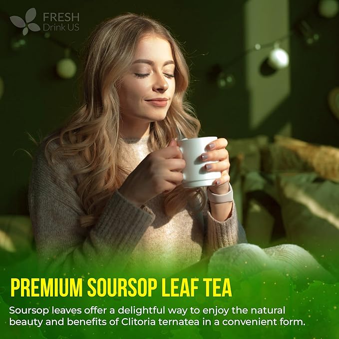 FreshDrinkUS, Premium 8oz Soursop Dried Leaves Loose Leaf Tea β 100% Pure Annona Muricata Leaves, Naturally Dried, Caffeine-Free Herbal Tea for Daily Enjoyment. Sugar-Free. Vegan - Bloomnest