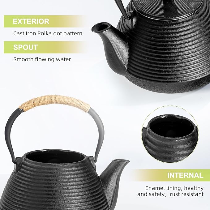 suyika Japanese Tetsubin Tea Kettle Cast Iron Teapot with Stainless Steel Infuser 30 oz/900 ml - Bloomnest