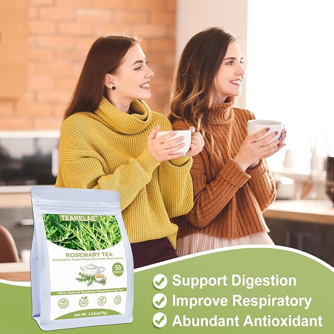 TEARELAE - Rosemary Tea - 1.5g x 50 Count - 100% Pure Rosemary Leaves Tea Bag - Country of Origin Egypt - Aid Digestion & Support Respiratory Health - Bloomnest
