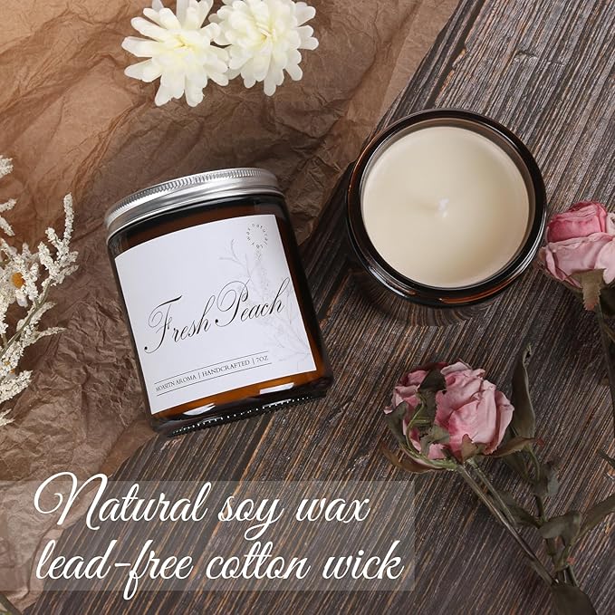 MOASITN Fresh Peach Scented Candles for Home|Sweet Orange,Peach,Floral Scented Soy Candle| Longlasting Aromatherapy Candle Gift for Women,Men for Birthday,Summer,Holiday|7oz - Bloomnest