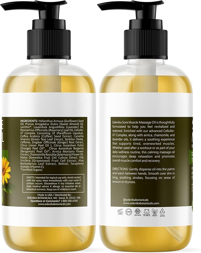 Arnica Sore Muscle Massage Oil for Massage Therapy, Relaxes, Soothes & Recoveres Stressed Muscles, Joint & Muscle Relief Rub & Massage Oil, 2-Pack - Bloomnest