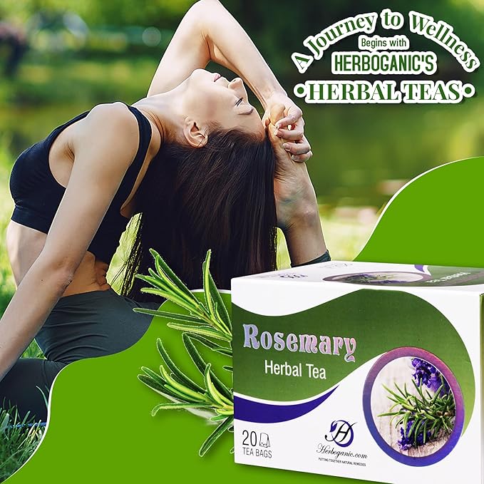 HERBOGANIC Rosemary Herbal Tea - Digestion Support and Immune Boost | Refreshing and Delicious Blend | Natural Ingredients | 20 Tea Bags - Bloomnest