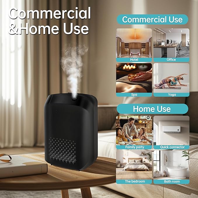 WiFi Smart Scent Air Machine for Home, App Control Waterless Essential Oil Diffuser, 1500 Sq.Ft Cold Air Diffusion System, 400ml Hotel Collection Diffuser for Large Room, Office (Black) - Bloomnest