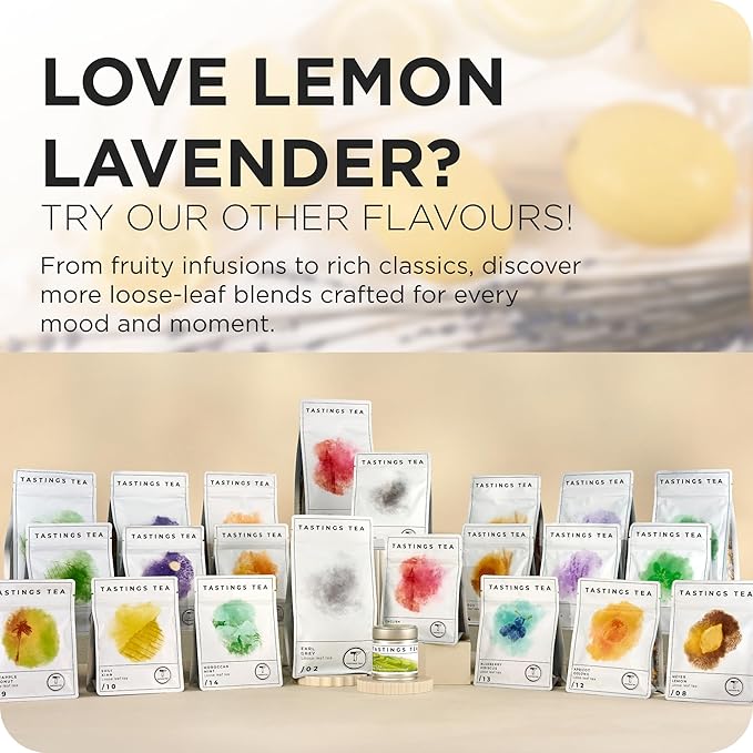 Tastings Tea Lemon Lavender Loose Leaf, 4.5 oz | Black Citrus Blend & Fruit Infusion | Medium Caffeine | Natural Antioxidants for Wellness | Small Batch & Sustainably Sourced | Resealable Pouch - Bloomnest
