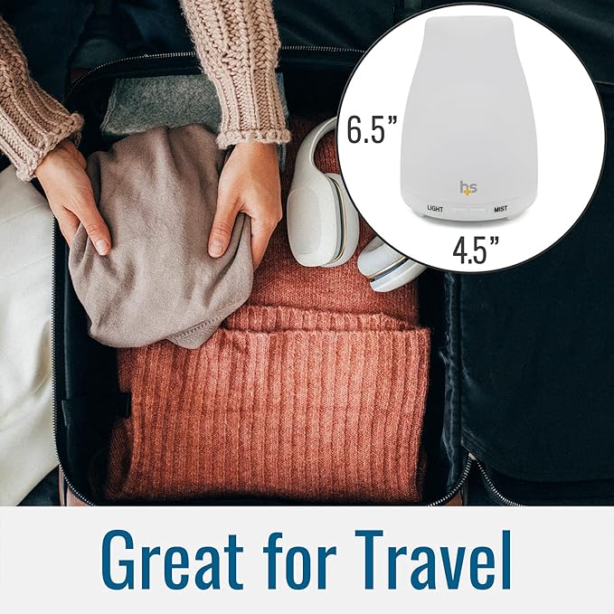 HealthSmart Essential Oil Diffuser, Cool Mist Humidifier and Aromatherapy Diffuser with 150ML Tank Ideal for Small Rooms, Adjustable Timer and Mist Mode, White - Bloomnest
