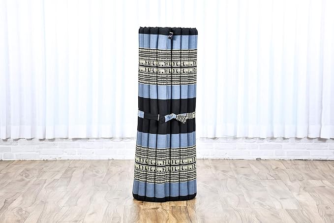 Leewadee - Foldable Floor Mattress - Japanese Roll Up Futon -Trifold Tatami Mat- Guest Floor Bed - Camping Mattress - Thai Massage Mat, Kapok Filled, 75 x 39 inches, Blue - Bloomnest