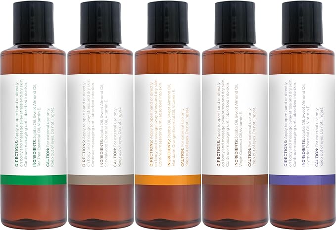 Massage Oil for Massage Therapy – Relaxing Massage Oil Kit, Pure Essential Oils for Skin Care, Jojoba, Sweet Almond, Vitamin E – Body Oil Massage Set - Bloomnest