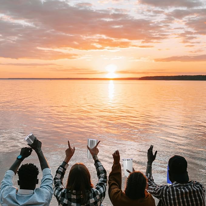 20 oz Tumbler Coffee Travel Tumblers Bulk with Lid Stainless Steel Double Wall Vacuum Insulated Mug Powder Coated Cups fit Car Cupholder for Hot and Cold - Grey, 4Pack