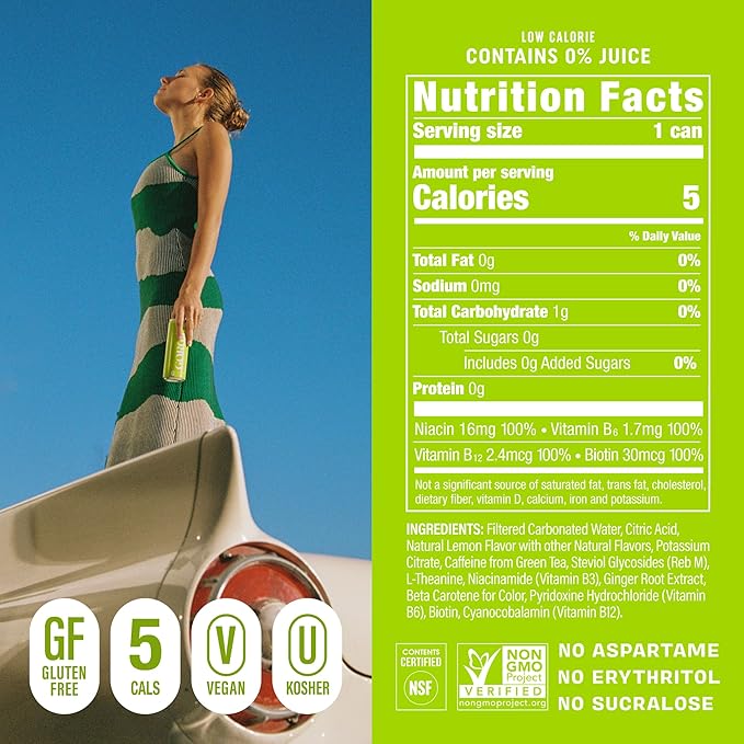 GORGIE Sugar Free Natural Energy Drinks, Sparkling Citrus Burst (12 Pack) - Healthy Energy Drinks - Natural Coffee Replacement with Green Tea Caffeine and Biotin - 150mg Caffeine, Vegan, & Low Calorie - Bloomnest