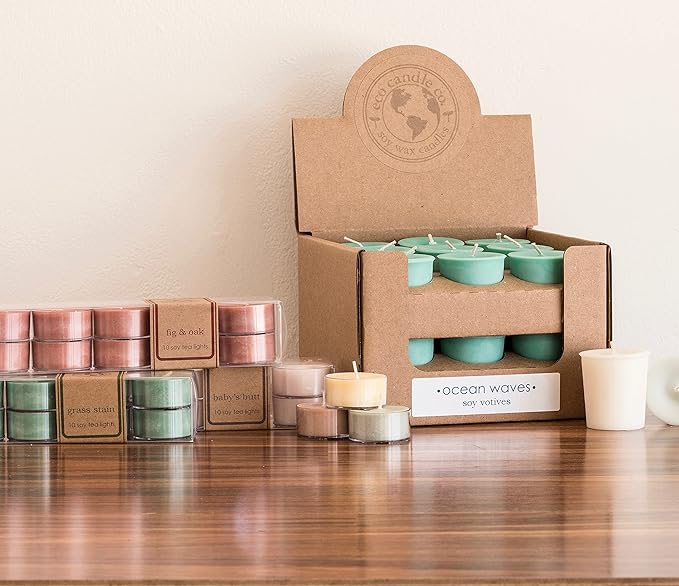 ECO CANDLE CO. Tea Light Candles, Happily Ever After, 10-Pack - Scents of Wedding Bouquets - Recyclable, 100% Soy Wax, No Lead, Hand Poured, Made from Midwest Grown Soybeans, .6 oz. Each - Bloomnest
