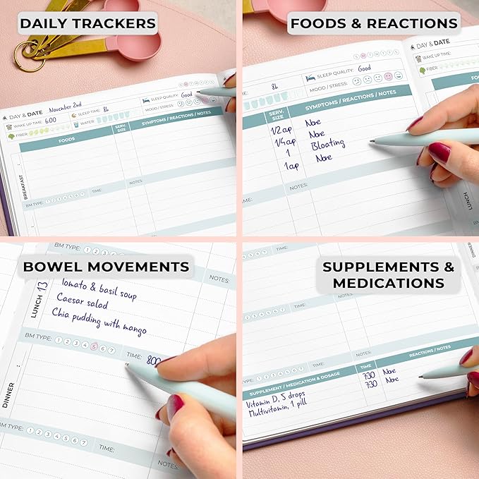 Clever Fox Food Sensitivity Journal Large – Daily Intolerance & Symptom Log for IBS, Diabetic, Low Fodmap, Elimination Diet – Health Tracker, 8.3x11” (Purple) - Bloomnest