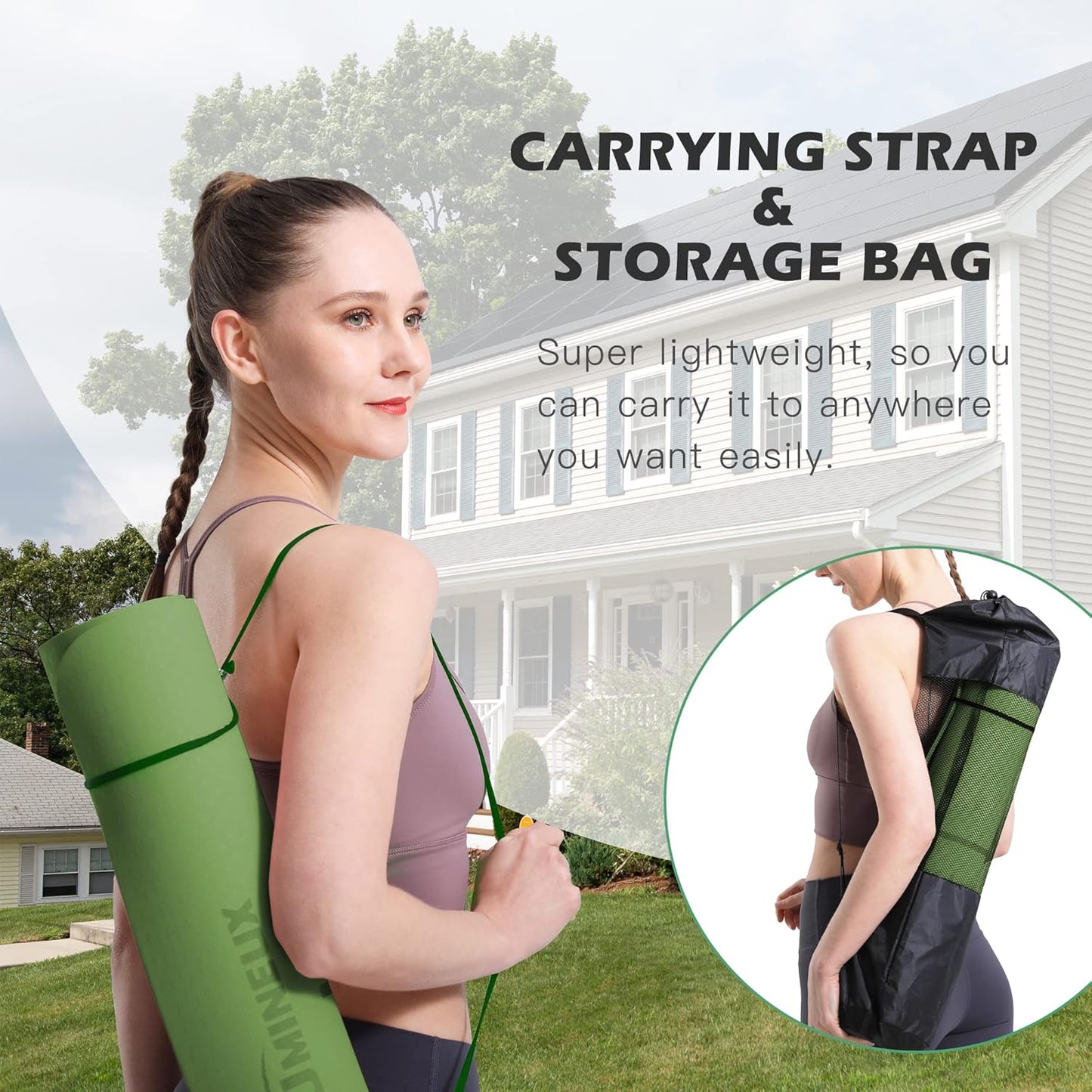 UMINEUX Yoga Mat Extra Thick 1/3'' & 2/5" Non Slip Yoga Mats for Women Eco Friendly TPE Fitness Exercise Mat with Carrying Sling & Storage Bag