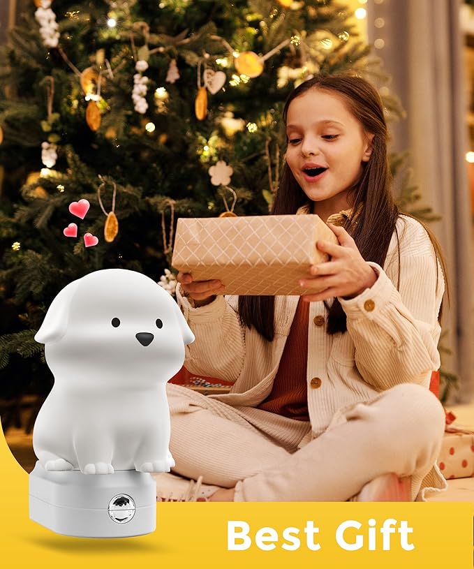 L LOHAS LED Plug in Night Light for Kids, 3D Cute Puppy Night Lights with Dusk to Dawn Sensor, RGB+Soft White 3000K Dog Night Light, Christmas Birthday Gift Nightlight for Kids, Room Decor - Bloomnest