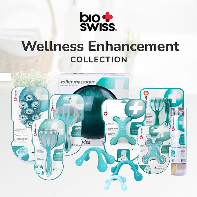 BioSwiss Roller Ball Massager, Handheld Full Body Massage Tool for Back, Legs, and Muscles Bioswiss
