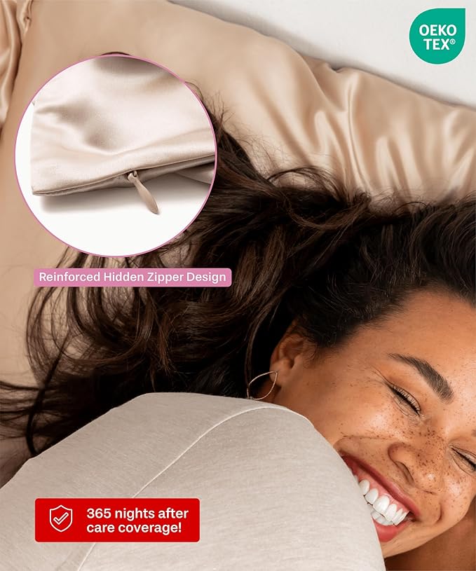 SUNDAYSILKS™ 100% Mulberry Silk Pillowcase, Silk Pillow Cases for Hair & Skin, Superior to Satin Pillowcase, with Zipper, Standard, Queen, King Sizes, Anti-Wrinkle, Cooling, Non-Slip Silk Pillowcases - Bloomnest
