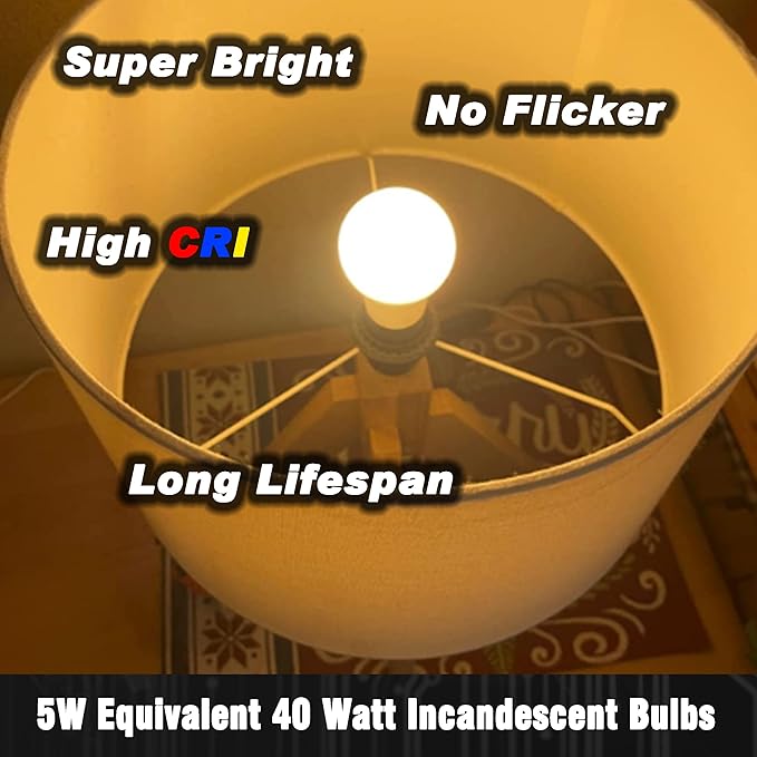 5W 120V A15 LED Nightlight Bulb 2700K Soft Warm White 40Watt Equivalent E26 Medium Base LED Energy Saving Household Bulbs for Bedroom Living Room Patio Porch Ceiling Fan Lighting, Non-Dimmable, 2 Pack - Bloomnest