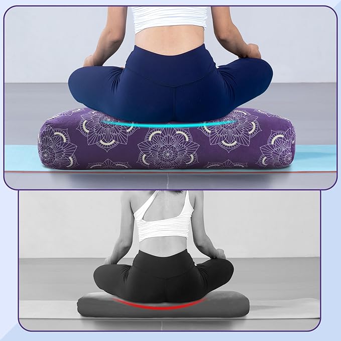 MABOZOO Yoga Bolster Pillow, Rectangular Yoga Bolster for Restorative & Meditation, Professional Meditation Cushion with Carry Handle - Bloomnest