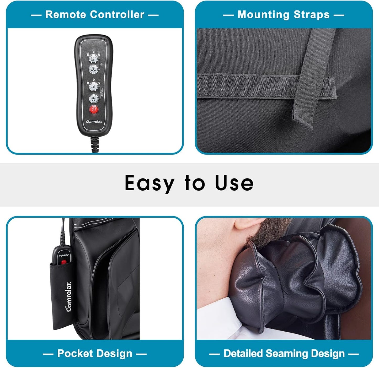 SLOTHMORE Vibration Back Massager with Adjustable Neck Pillow, Massage Chair Pad for Neck Waist HIPS Thighs to Release Stress and Fatigue, Chair Massager Seat Cushion for Home Office use Ideal Gifts