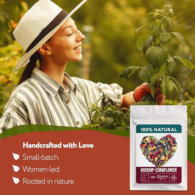 Cornflower Rosehip Herbal Tea – Loose Leaf Caffeine-Free Blend with Hibiscus, Lemon Balm & Elderflower – No Flavorings, No Colorants, No Sweeteners – Pure & Natural – 4oz - Bloomnest