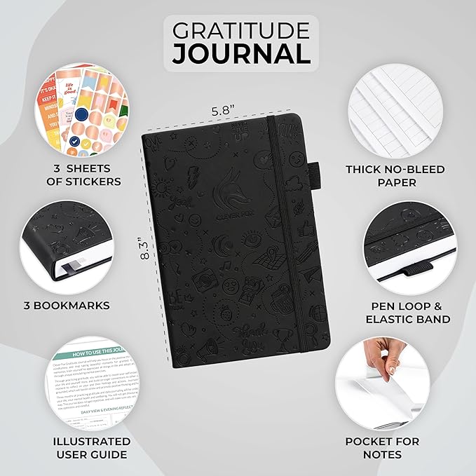 Clever Fox Gratitude Journal β Happiness, Positivity & Affirmation Daily Journal β Inspirational Daily Notebook β 3 Months, A5 (Black) - Bloomnest