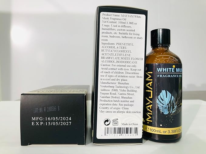 MAYJAM 100ML/3.38FL.OZ White Musk Fragrance Oils with Glass Dropper, Essential Oils for Diffusers for Home, Long Lasting Scented Oils for Diffusers Soap Candle Making - Bloomnest