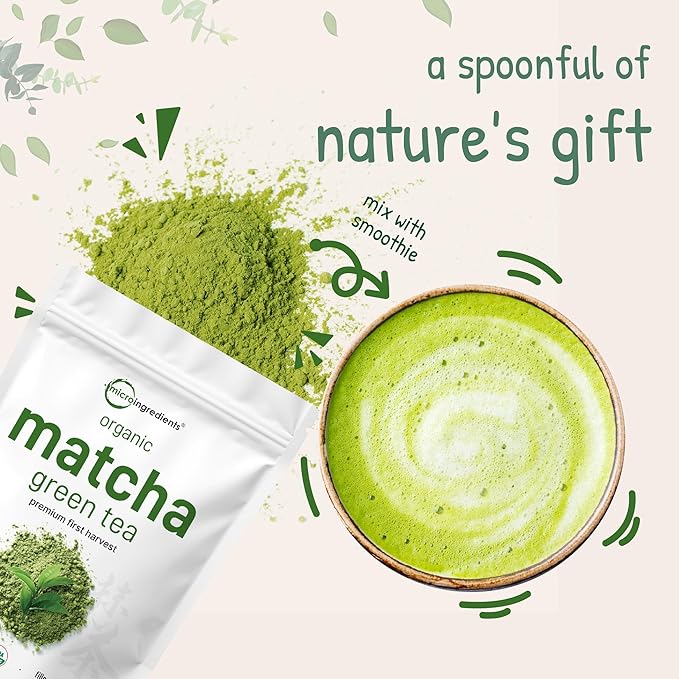 Micro Ingredients Organic Matcha Green Tea Powder, 2 lb | First Harvest, Culinary Grade from Japan | 100% Pure & Unflavored | Great for Tea, Latte & Smoothies | Non-GMO, 0 Calories, Eco-Friendly Packaging - Bloomnest