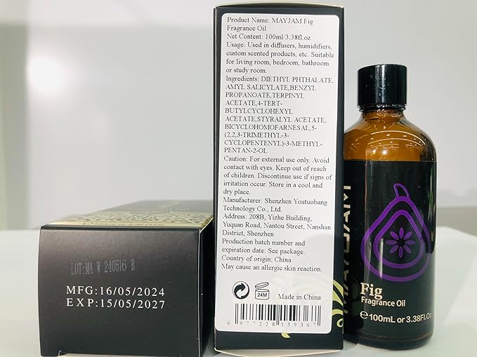 MAYJAM 100ML/3.38FL.OZ Fig Fragrance Oils with Glass Dropper, Essential Oils for Diffusers for Home, Long Lasting Scented Oils for Diffusers Soap Candle Making - Bloomnest