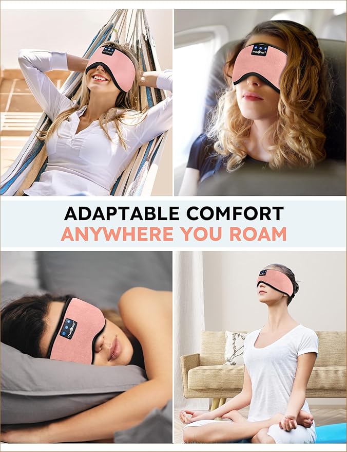 MUSICOZY Sleep Headphones Bluetooth 5.4 Headband Sleeping Eye Mask for Mom Women Men Wireless Music Earbuds Earphones for Side Sleepers Built-in HD Speakers Cool Gadgets Unique Gifts - Bloomnest