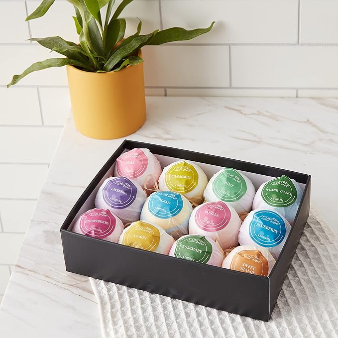 Bath Bombs Gift Set, XXL 4.2oz 12Pcs. All Natural Handmade Bathbombs With Organic Essential oils, Moisturizing Shea Butter/ Bath Salts for Relaxation/ Stress Relief .Great for any Occasions - Bloomnest