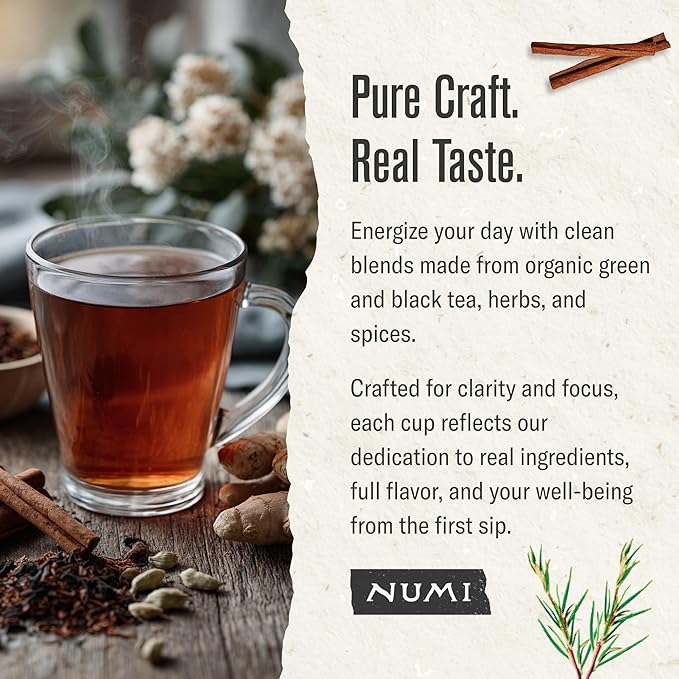 Numi Organic Rooibos Chai Tea, 100 Tea Bags, Herbal Red Tea with Cinnamon, Allspice, Ginger & Cardamom, Caffeine Free Chai - Bloomnest