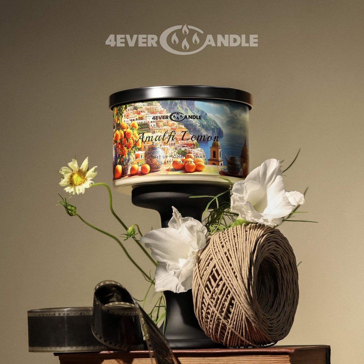 4-Wick Scented Candle - 18oz Soy Wax Blend Candle Over 50Hrs Long-Lasting Fragrance, Home Decor and Housewarming Gifts, Amalfi Lemon