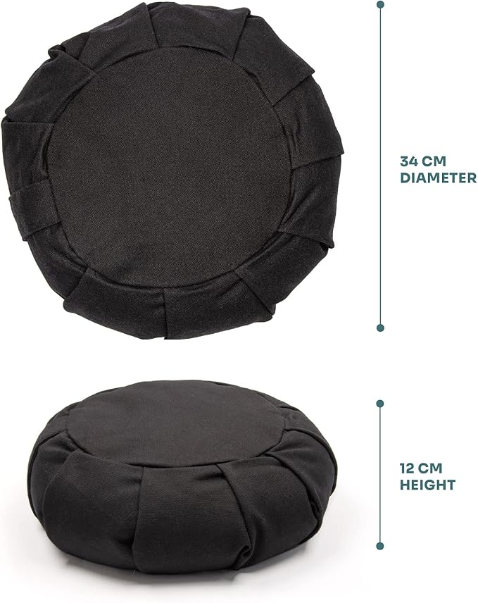 Myga Zafu Yoga Meditation Cushion with Washable Cover - Floor Cushion Pillow with Natural Buckwheat Filling - Soft Round Cotton Design for Meditating or Pranayama Exercises - Bloomnest