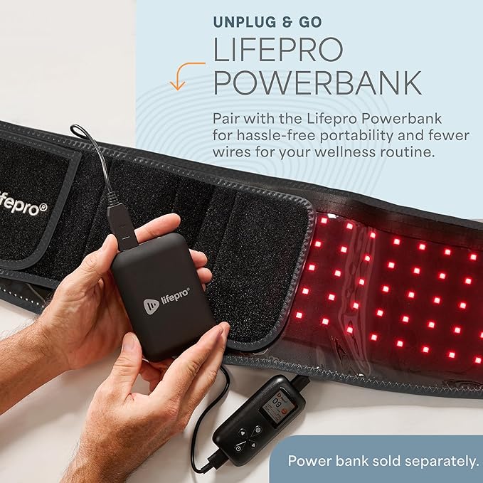 Lifepro Red Light Therapy Belt – Allevared Infrared Red Light Therapy for Body, Back Pain and Shoulder - 660nm & 850nm Near Infrared Heating Pad – Adjustable & Portable for Wellness & Relaxation Lifepro