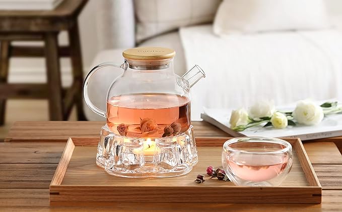 CNGLASS Glass Tea Warmer,Universal Heart Shaped Glass Teapot Wramer - Bloomnest