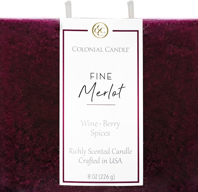 Colonial Candle Fine Merlot Scented Candle Jar, Highly Fragranced Candles for Home Scented, Mottled Wax Candle, 2 Wick, 8 oz - Made in The USA - Bloomnest