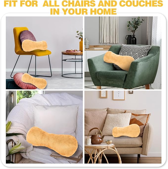 1 Pc Neck Pillow for Recliner Headrest Pillow Bone Shaped Chair Plush with Adjustable Strap Neck Support and Pain Relief Curve Head Cushion for Car Travel Airplane (Yellow) - Bloomnest