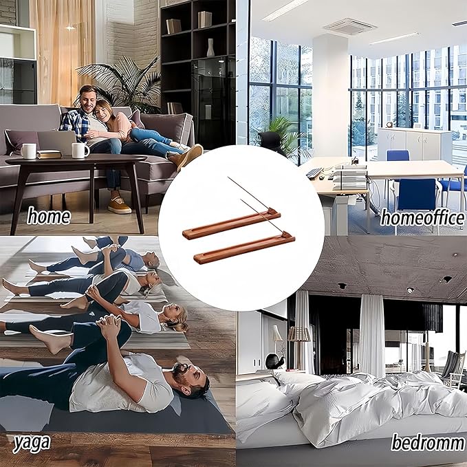 2 Packs Wood Incense Holder for Sticks with Adjustable Angle, Incense Stick Holder with Ash Catcher,Stick Incense Burner,9.8 Inches - Bloomnest