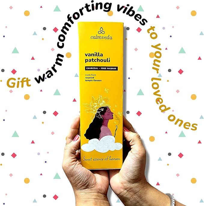 Madagascar Vanilla Incense Sticks Warm - (80 Scent Sticks) Charcoal Free, Made from Upcycled Flowers | Sweet, Cozy-Warm & Earthy Notes | Relaxing Incense & Healing Incense Sticks