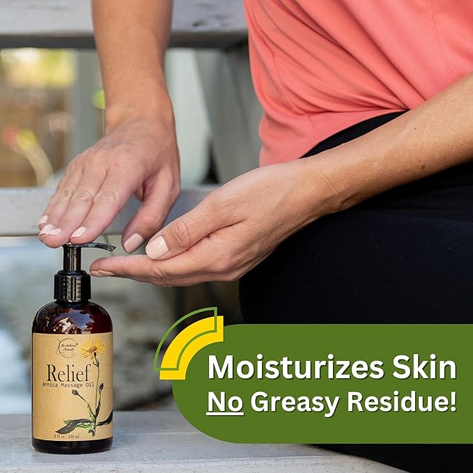 Relief Arnica Massage Oil for Massage Therapy, Home Use & Therapeutic Massaging | Great for Lymphatic Drainage, Sore Muscles & Joints | All Natural with Arnica Montana & Lemongrass Essential Oil - Bloomnest