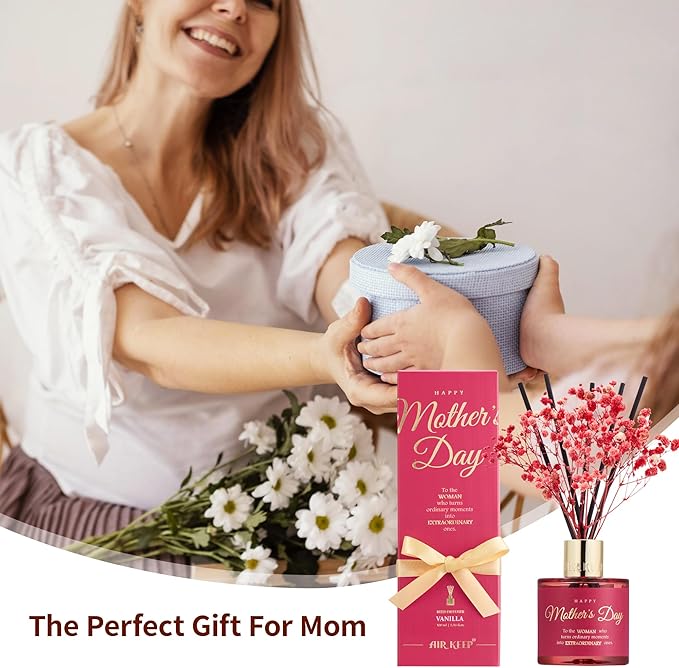 Airkeep Reed Diffuser Set,Vanilla Scented Diffuser Oil with 8 Sticks,Home Fragrance Reed Diffuser for Bedroom,Bathroom Home Décor,Best Gifts for Women - Bloomnest