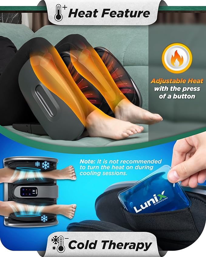 Lunix LX20 Foot Massager for Pain Relief and Circulation, Foot and Calf Shiatsu Massager for Plantar Fasciitis and Neuropathy with Heat, Ankle Therapy Device - Bloomnest