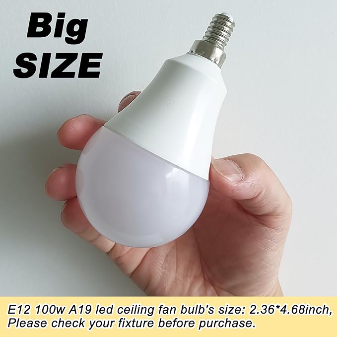 E12 A19 A60 LED Ceiling Fixture Light Bulbs 100 Watt Equivalent,Bright E12 Small Candelabra Screw Base Globe Shape LED Chandeliers Pendant Bulbs 10W 1200lm, 4000k Natural White, Non Dimmable,3Pcs - Bloomnest