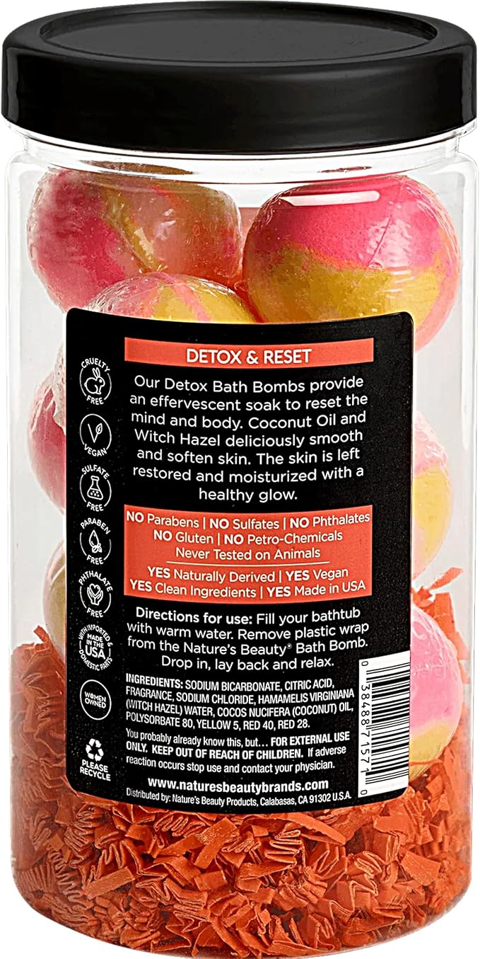 Nature's Beauty Orange Ginger Detox Bath Bomb Gift Set Multi-Pack - Luxury Fizzy Spa Bomb w/Citrus + Woodsy Patchouli Scent Made with Coconut Oil & Witch Hazel, 17.5 oz | 10 ct ea (2 Pack) - Bloomnest