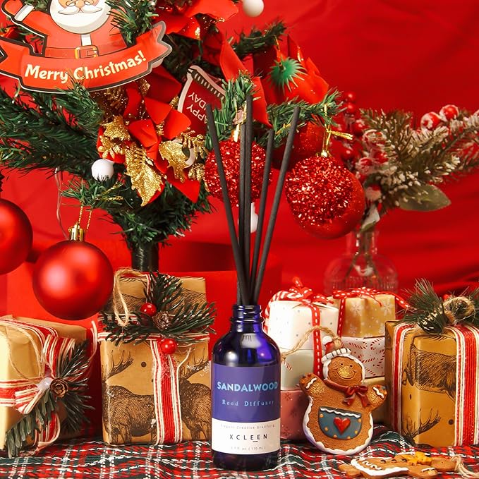 Reed Diffuser Set with Sticks, Sandalwood Scented Oil Diffuser for Bathroom, Room Fresheners, Home Fragrance Bedroom Office Decor & Gift - Bloomnest