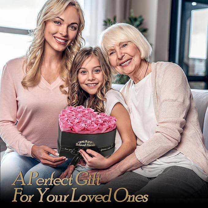 27 Preserved Flowers Rose Birthday Gifts for Women Her Mom Wife Girlfriend Grandma on Valentines Mothers Day Christmas Anniversary Romantic(Pink) - Bloomnest