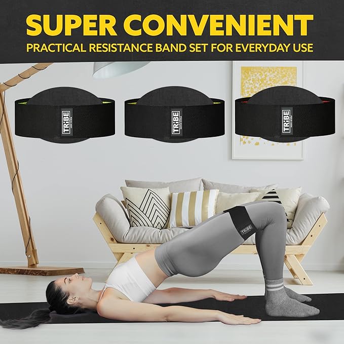 Tribe Lifting Fabric Resistance Bands for Legs - Workout Bands Resistance Bands for Men and Women - Booty Bands for Working Out - Exercise Bands Resistance Bands Set - Elastic Bands for Exercise - Bloomnest