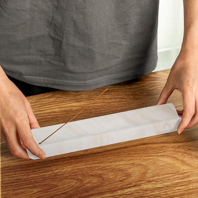 Koville Marble Incense Holder, Incense Holder for Sticks, Incense Sticks Holder Ash Catcher for Meditation Yoga SPA, Natural Stone Incense Burner, Home Table Decor (White)