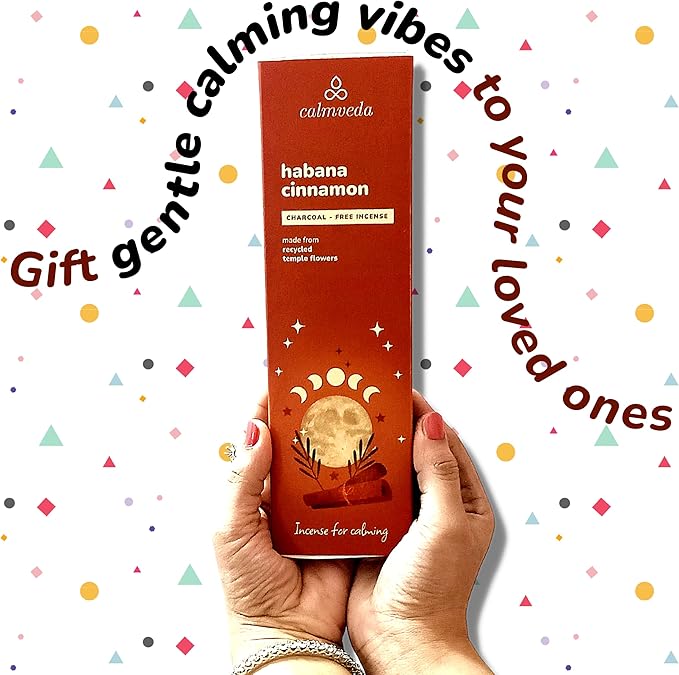 Havana Cinnamon Incense Stick Exotic - Calming Meditation Incense (80 Sticks) Charcoal Free, Made from Upcycled Flowers | Give Gift of Fall Incense with Spicy & Sweet Tobaco Aroma (Incienso de Canela)